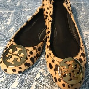TORY BURCH CALF HAIR LEOPARD PRINT FLATS SIZE 9